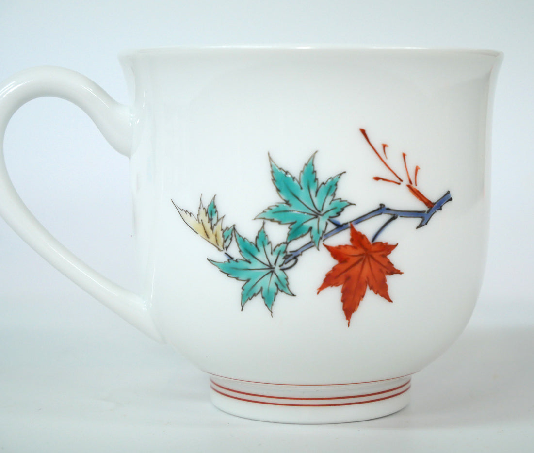 十四代酒井田柿右衛門「濁手珈琲碗紅葉文」共箱 拡大画像2