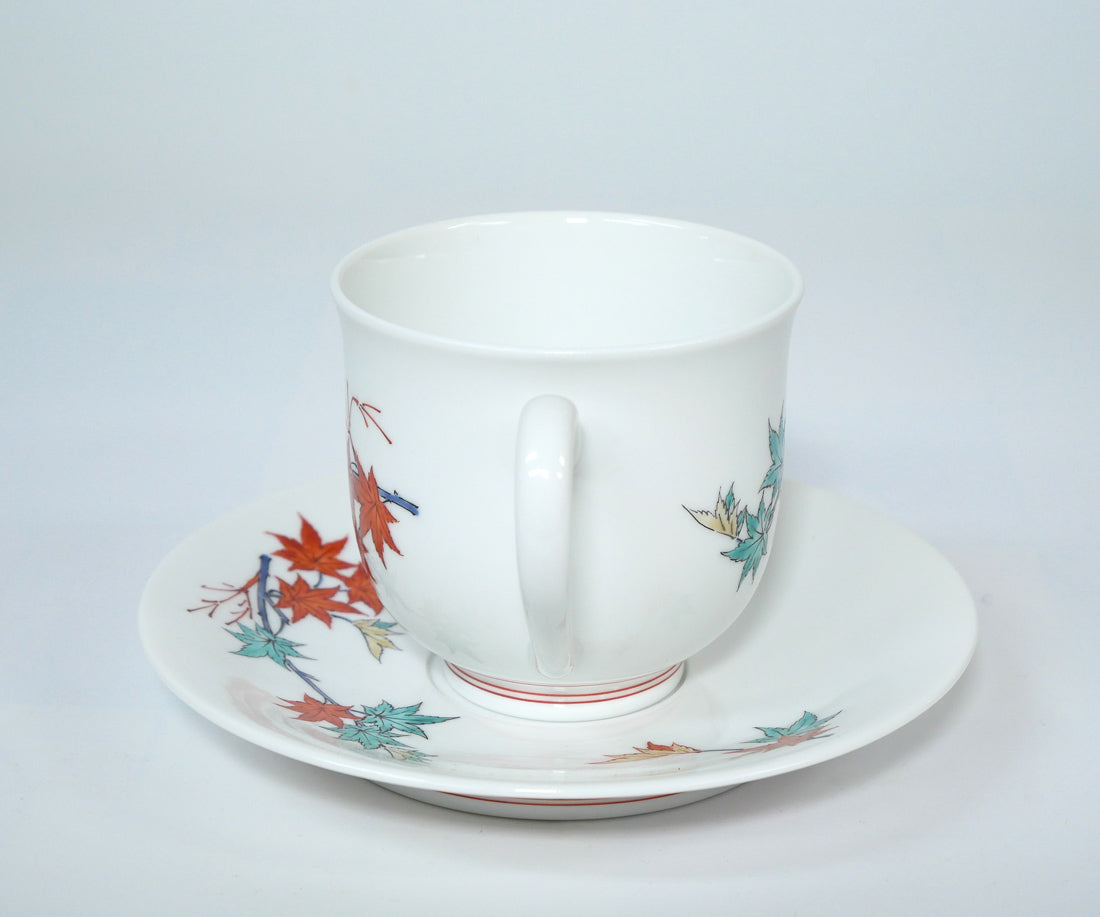 十四代酒井田柿右衛門「濁手珈琲碗紅葉文」共箱 作品全体画像4