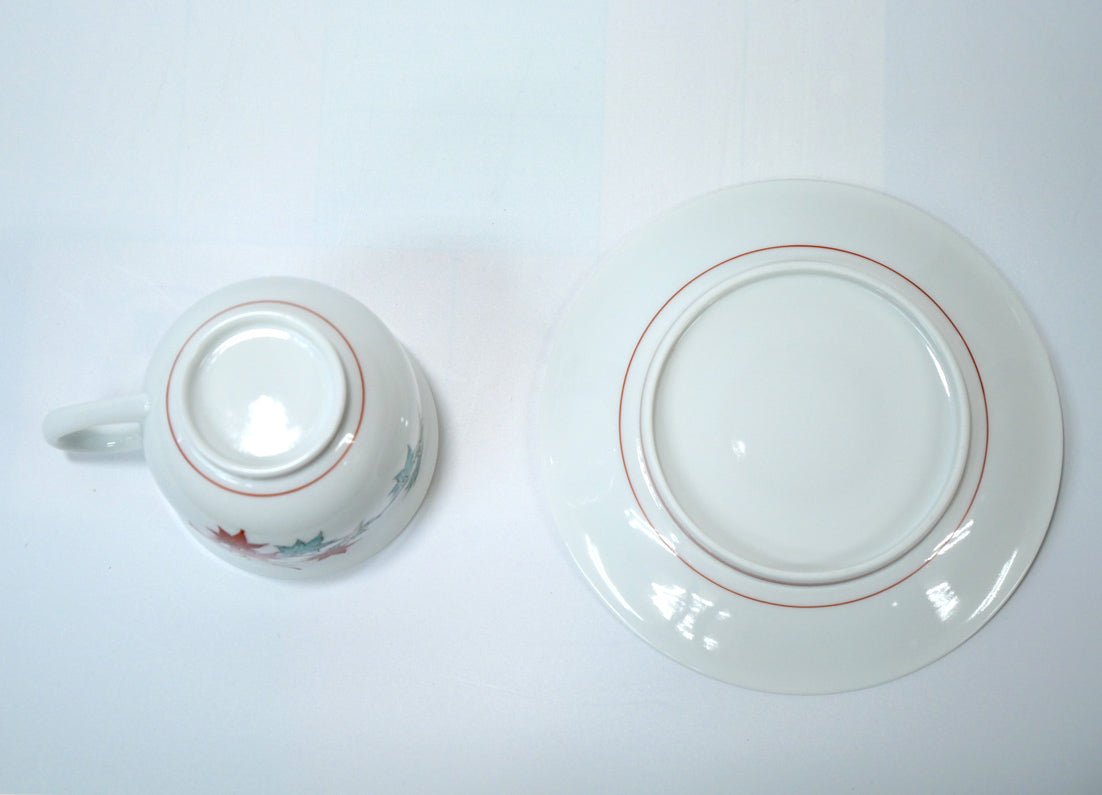 十四代酒井田柿右衛門「濁手珈琲碗紅葉文」共箱 作品全体画像6