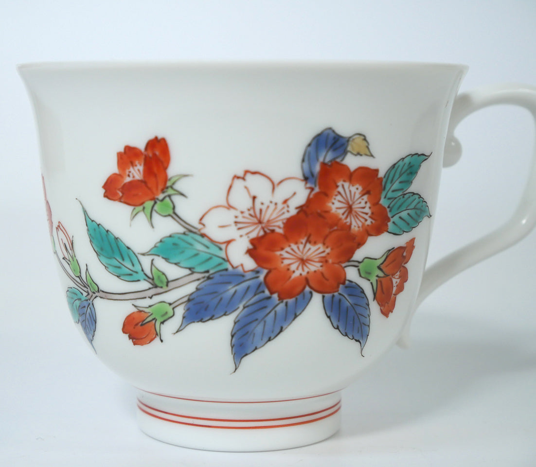 十四代酒井田柿右衛門「濁手珈琲碗桜文」共箱 拡大画像1