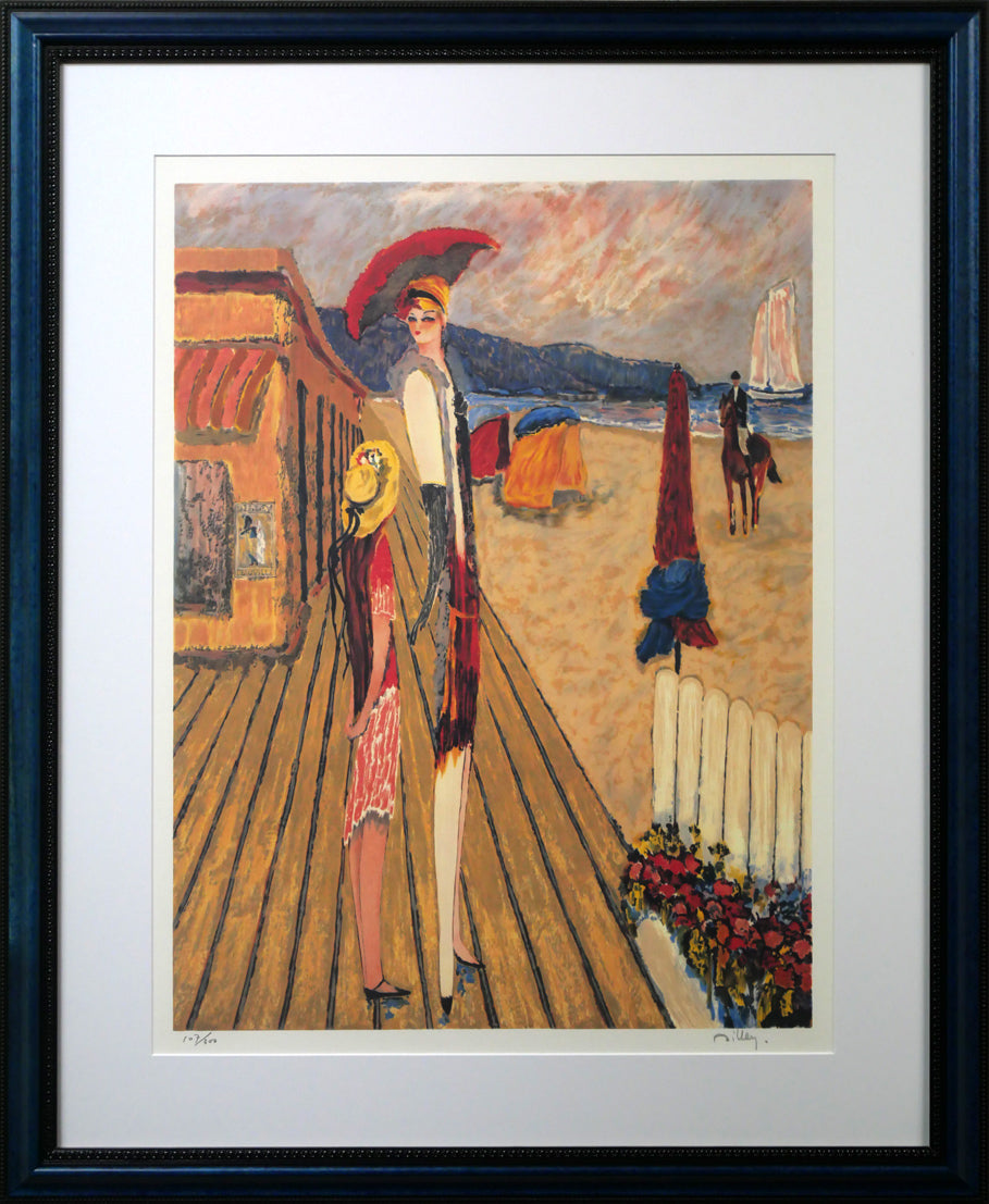 ラモン・ディレイ(Ramon Dilley)「ドーヴィルの砂浜」リトグラフ