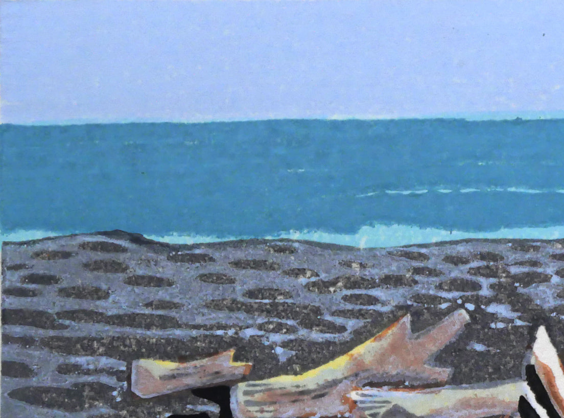 阿部貞夫「汀」木版画 拡大画像1