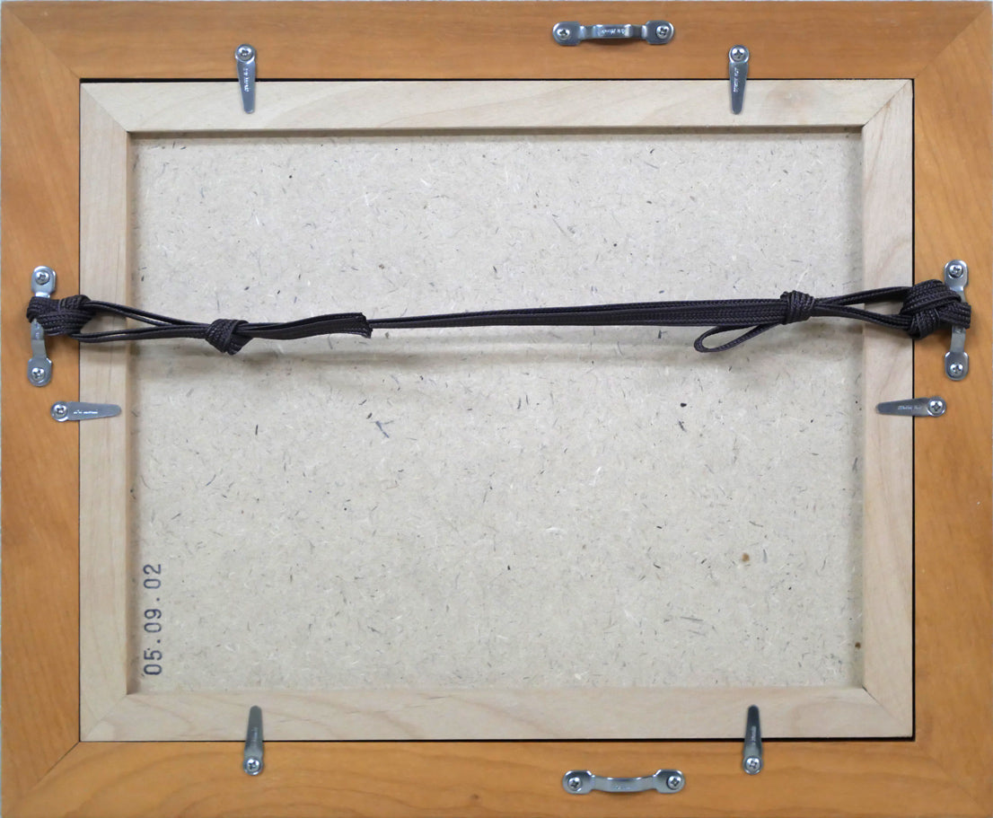 阿部貞夫「汀」木版画 額縁裏側画像