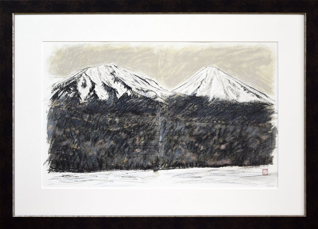 相原求一朗「雌阿寒岳と阿寒富士」リトグラフ