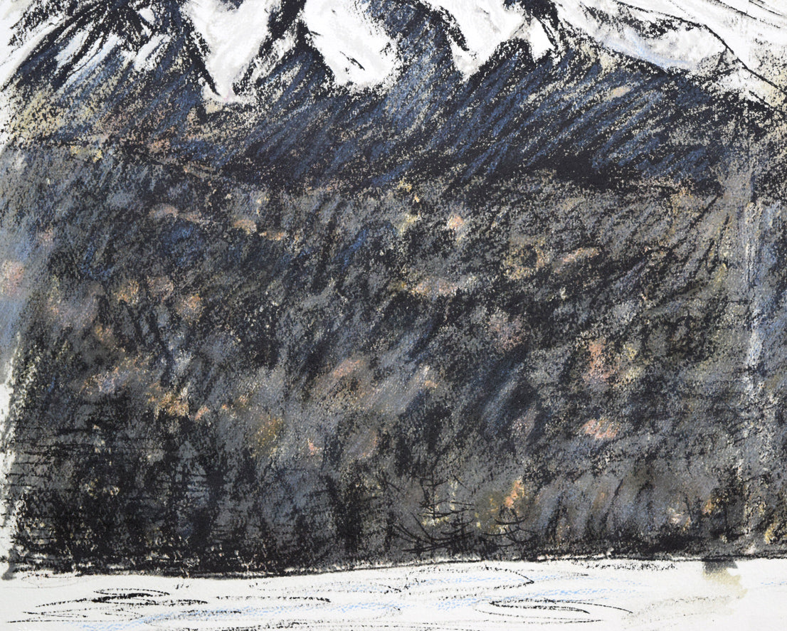 相原求一朗「雌阿寒岳と阿寒富士」リトグラフ 拡大画像3