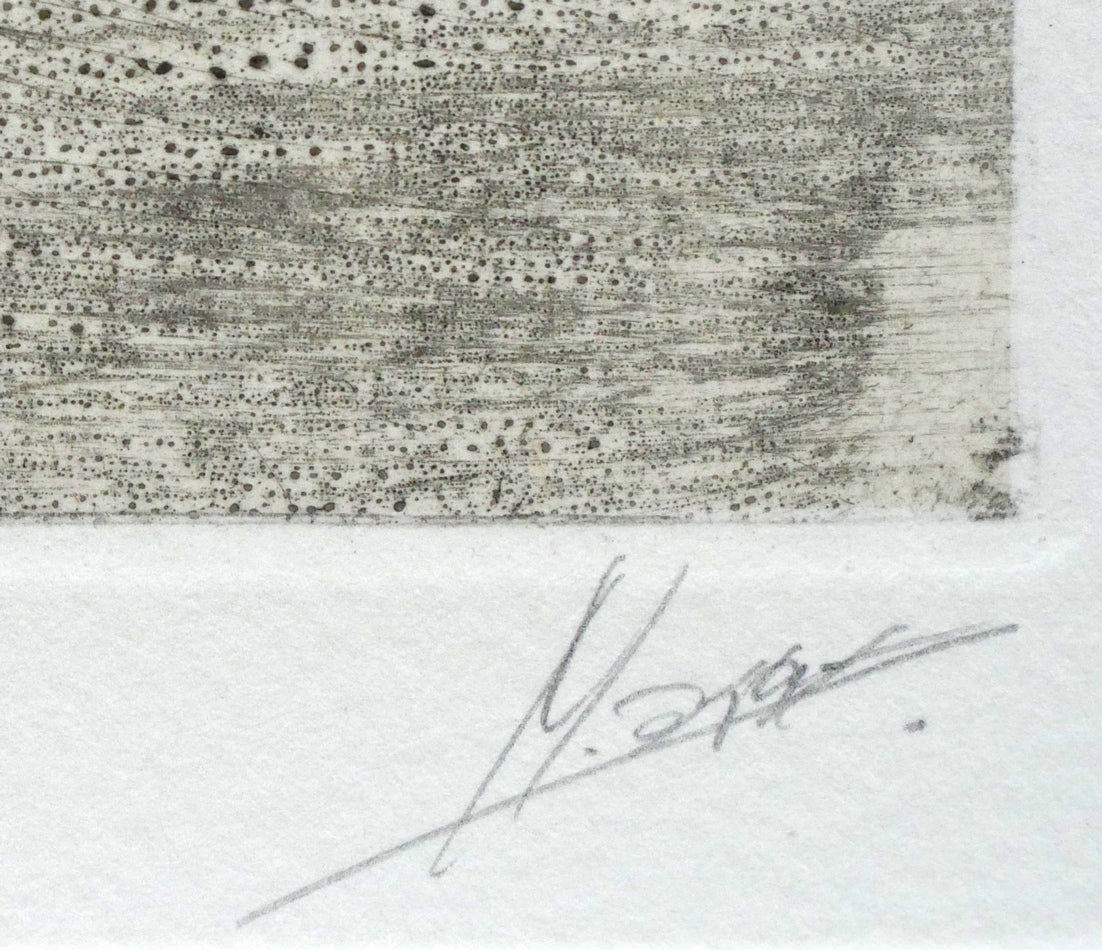 相笠昌義「コートのこども達」銅版画 本人直筆鉛筆サイン