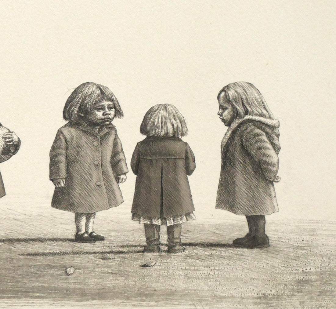 相笠昌義「コートのこども達」銅版画 拡大画像4