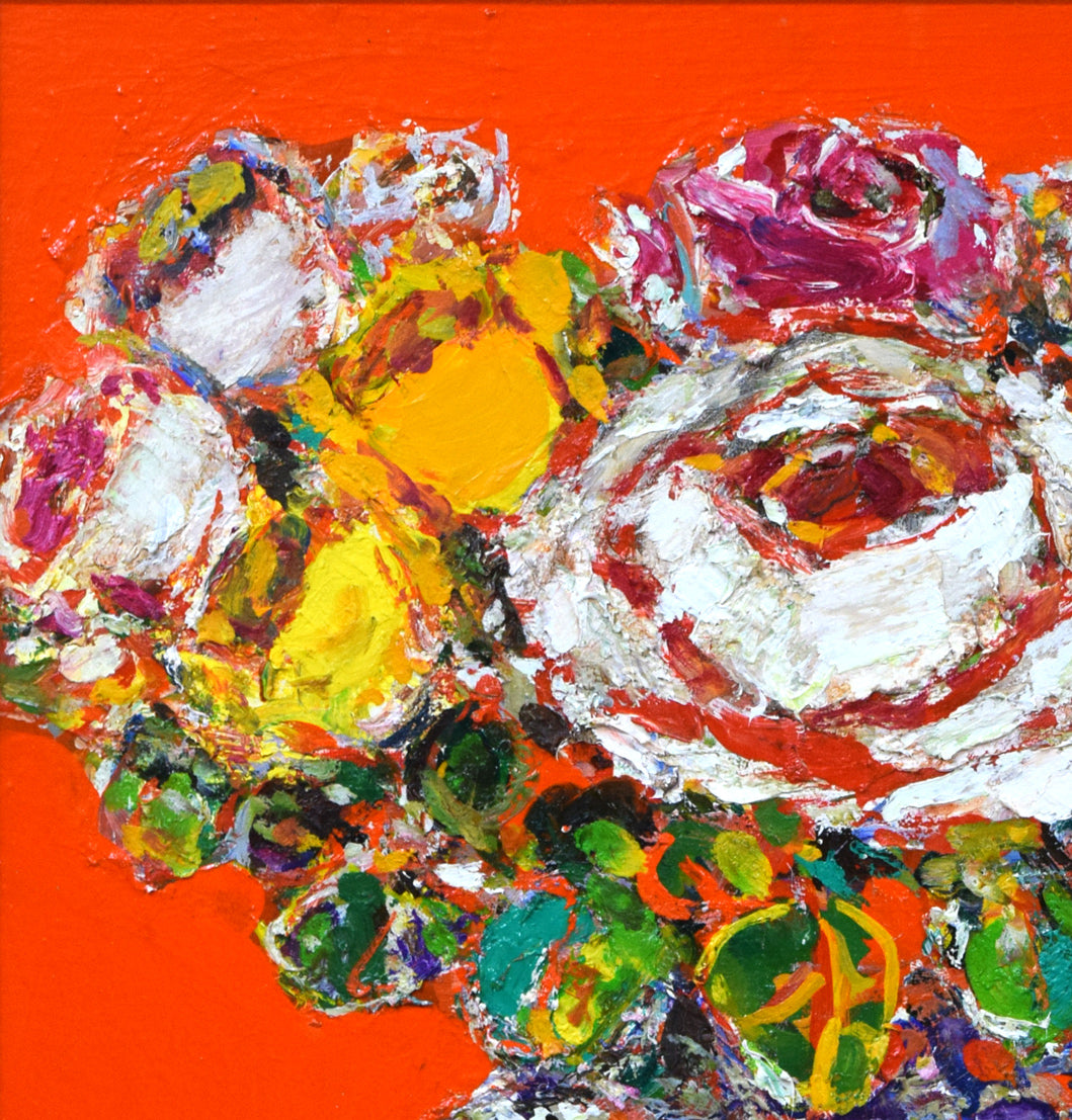 安食慎太郎「バラ」油絵・F10号 拡大画像1