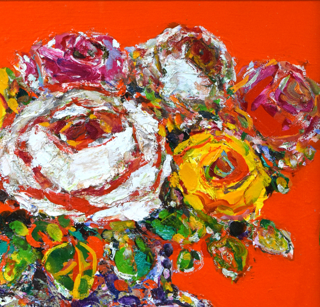 安食慎太郎「バラ」油絵・F10号 拡大画像3