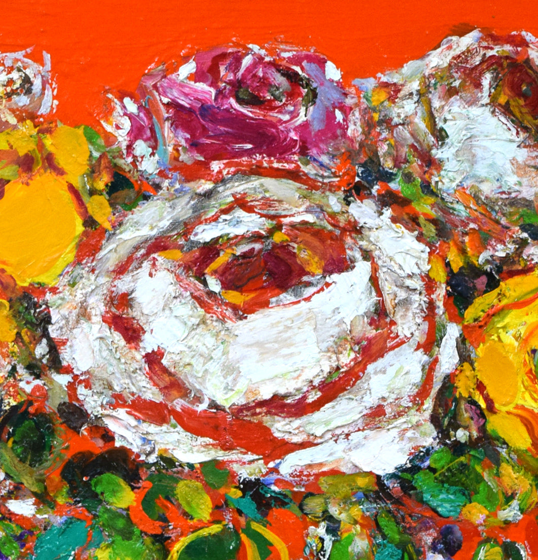 安食慎太郎「バラ」油絵・F10号 拡大画像2