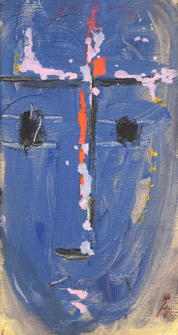 赤星孝「顔」油絵・変形2号 作品全体拡大画像