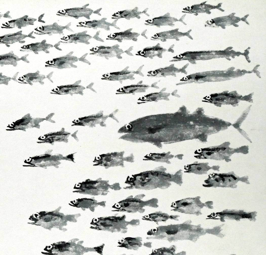 赤穴宏「百魚図」水彩画・色紙 拡大画像2