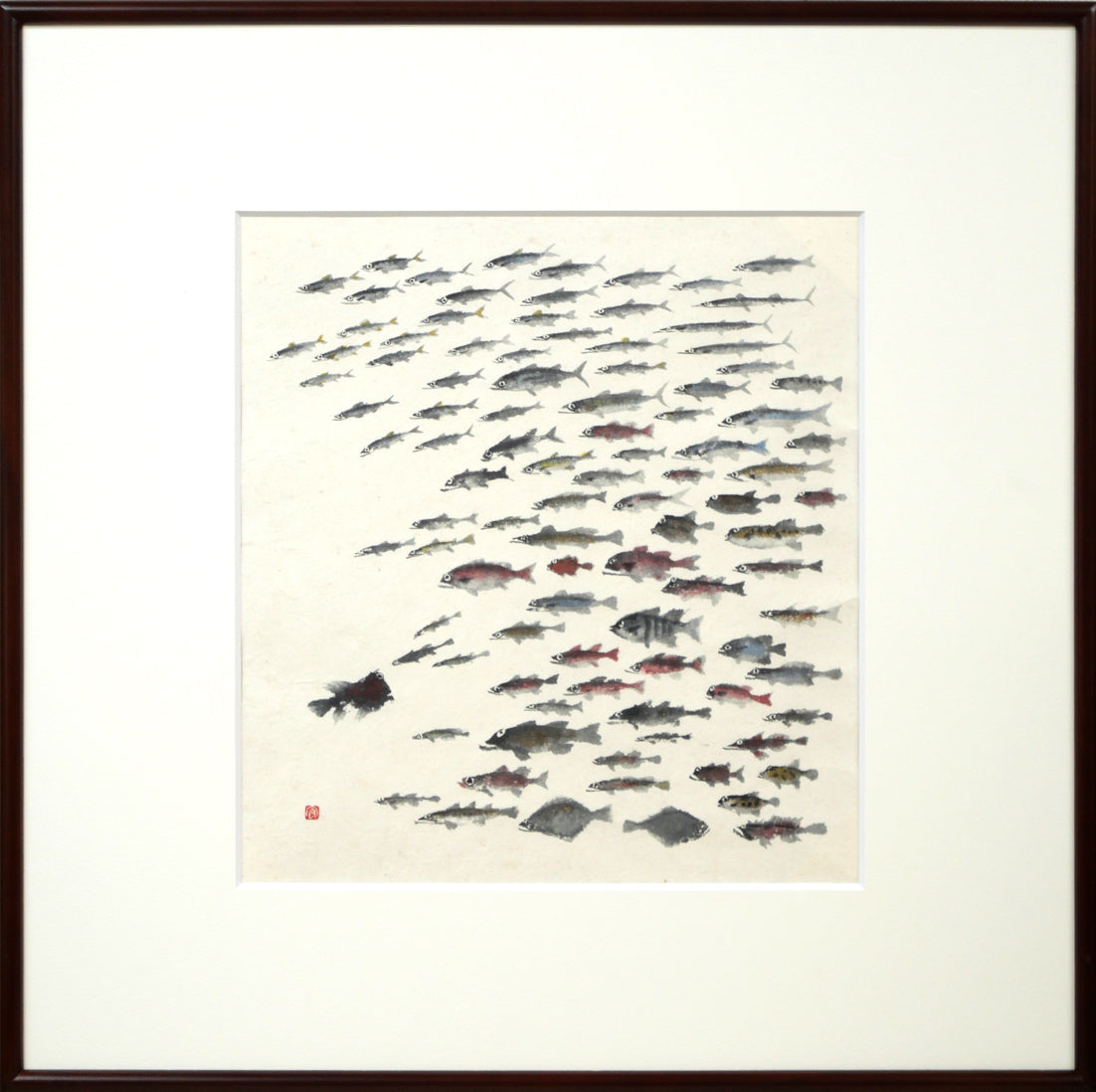 赤穴宏「百魚図」肉筆彩色図