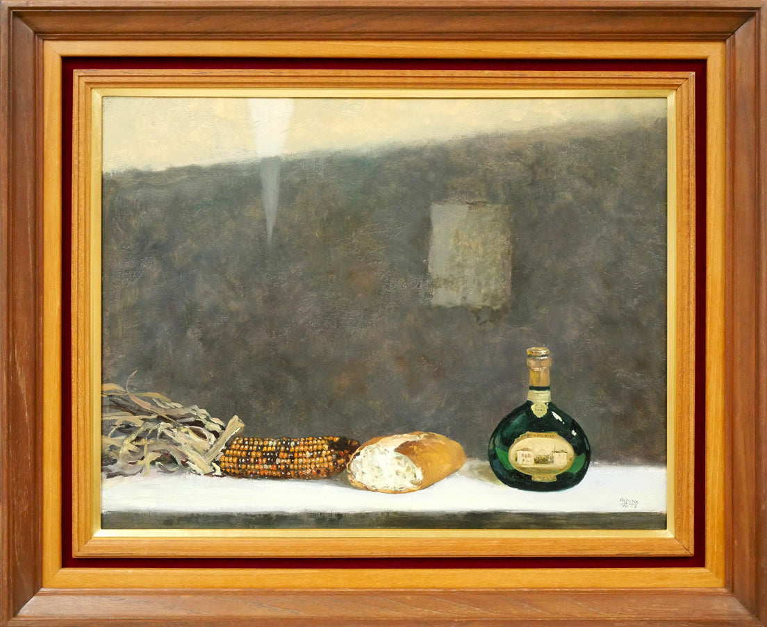 赤穴宏「パンのある静物」油絵・P10号