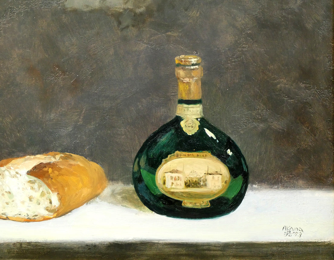 赤穴宏「パンのある静物」油絵・P10号 拡大画像4