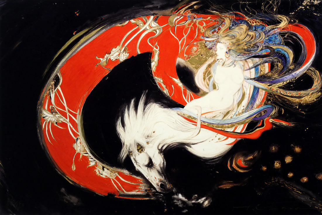 天野喜孝「飛天 朱 C/C」シバクローム 作品全体画像