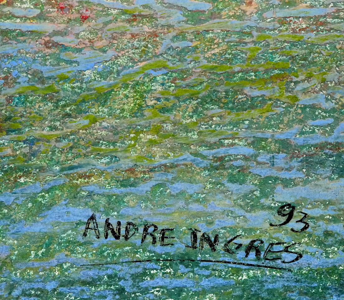 アンドレ・アングル(Andre Ingres)「春」パステル画・12号 年記(1993年作)、サイン拡大画像