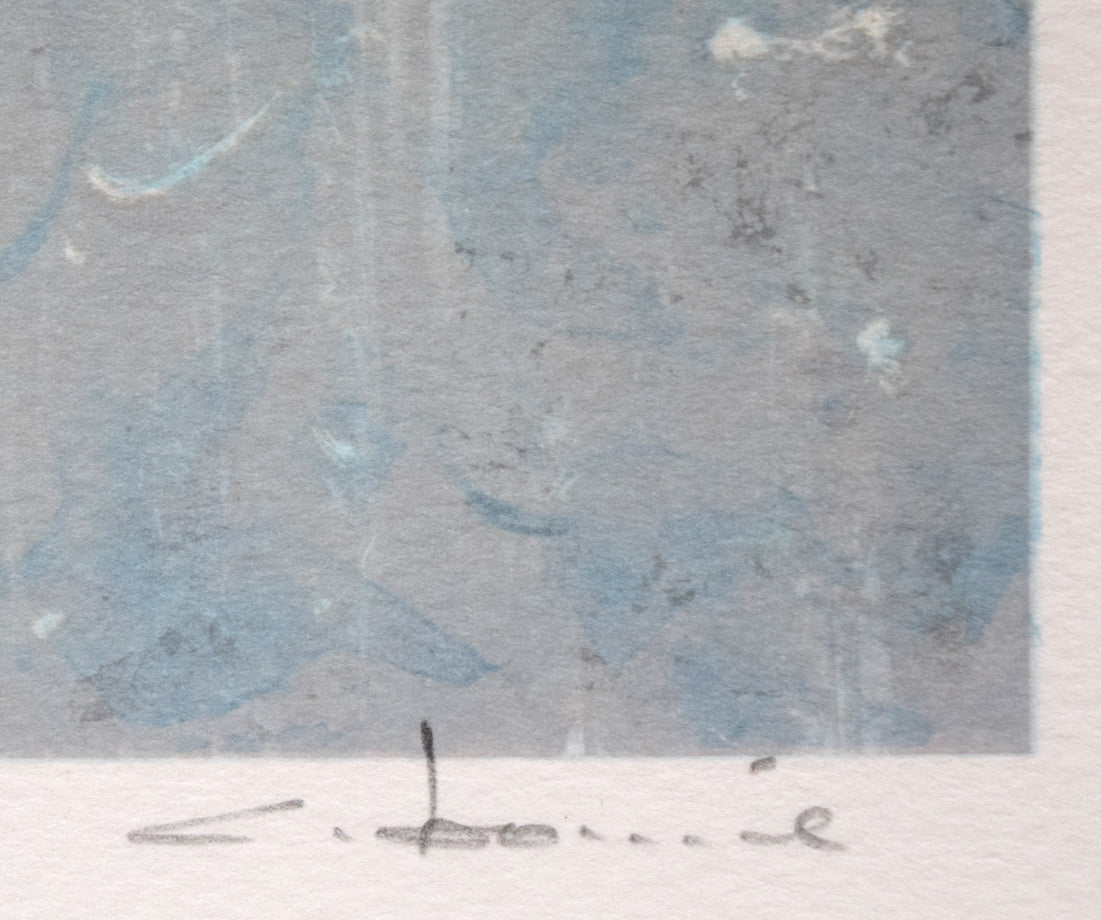 アンドレ ブーリエ(Andre BOURRIE)「湖上の家」リトグラフ 本人直筆鉛筆サイン