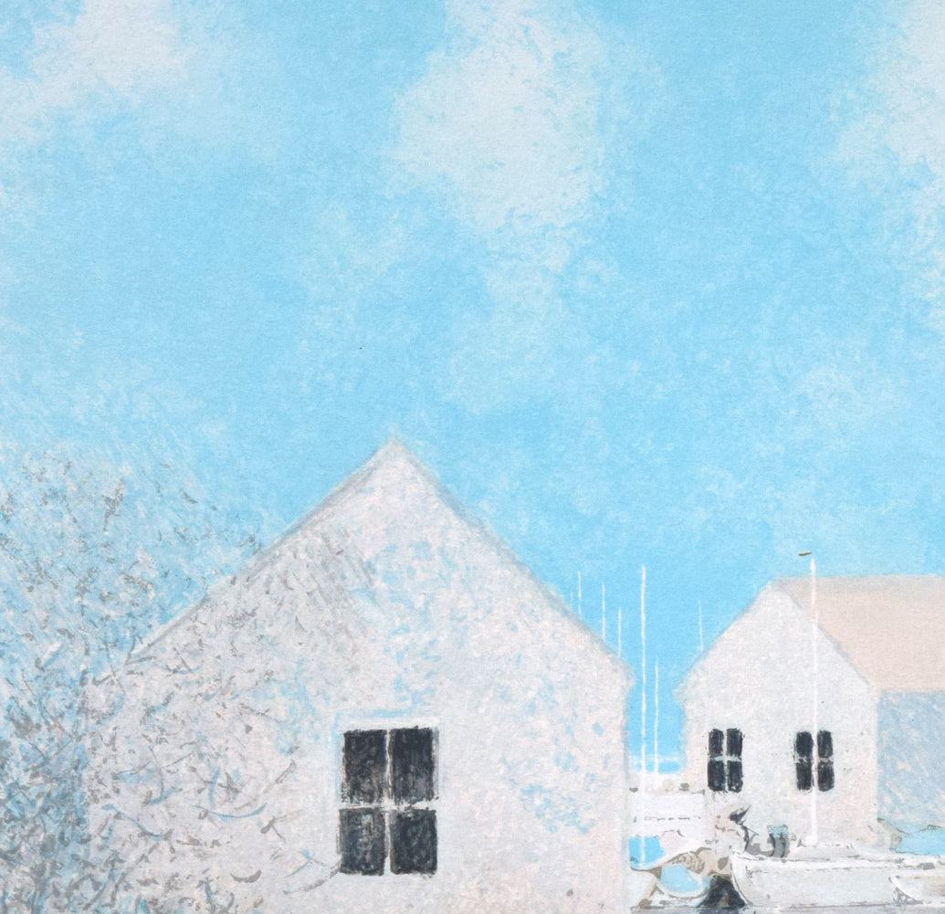 アンドレ ブーリエ(Andre BOURRIE)「湖上の家」リトグラフ 拡大画像1