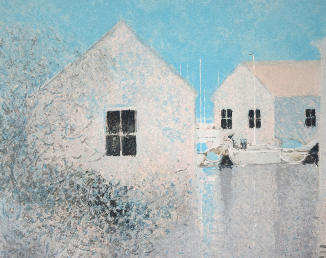 アンドレ ブーリエ(Andre BOURRIE)「湖上の家」リトグラフ 拡大画像3