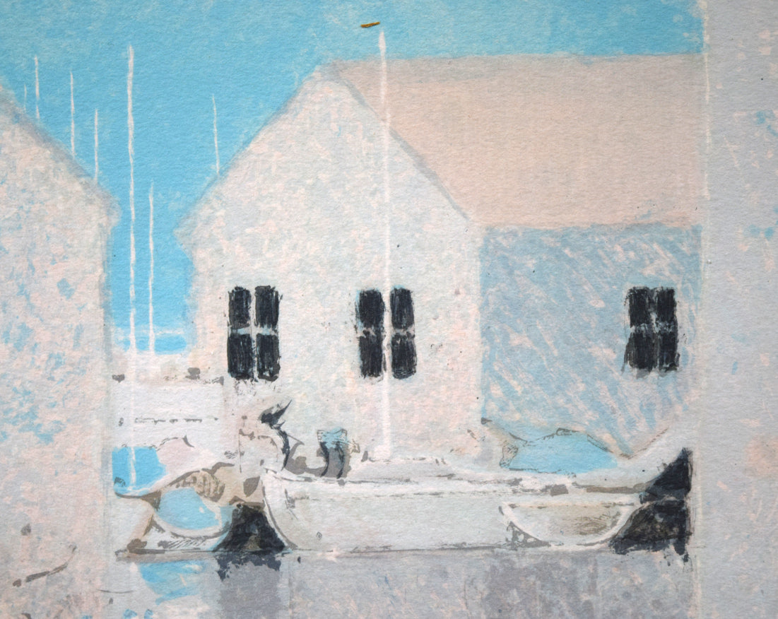 アンドレ ブーリエ(Andre BOURRIE)「湖上の家」リトグラフ 拡大画像5