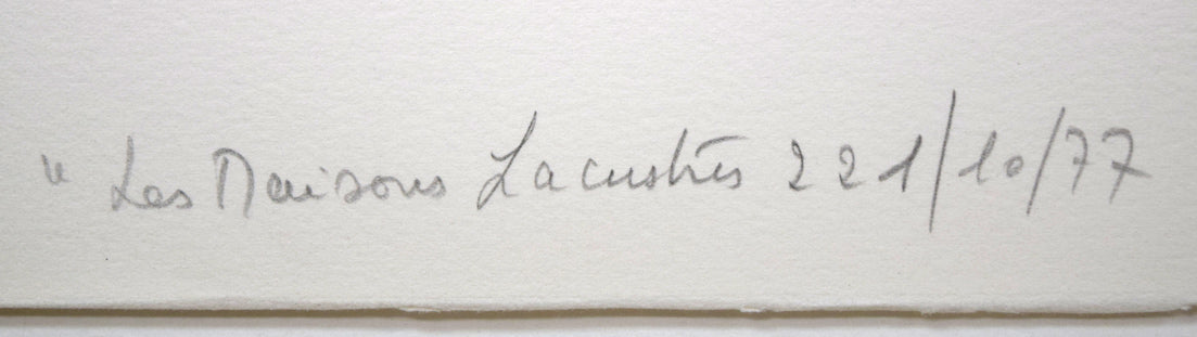 アンドレ ブーリエ(Andre BOURRIE)「湖上の家」リトグラフ 裏側拡大画像