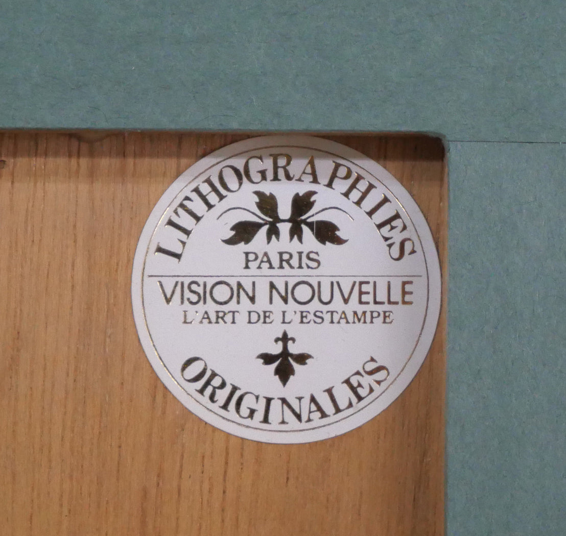 アンドレ ブーリエ(Andre BOURRIE)「港のきらめき」リトグラフ 額裏シール拡大画像2