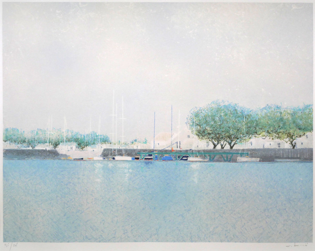 アンドレ ブーリエ(Andre BOURRIE)「港のきらめき」リトグラフ 作品全体拡大画像