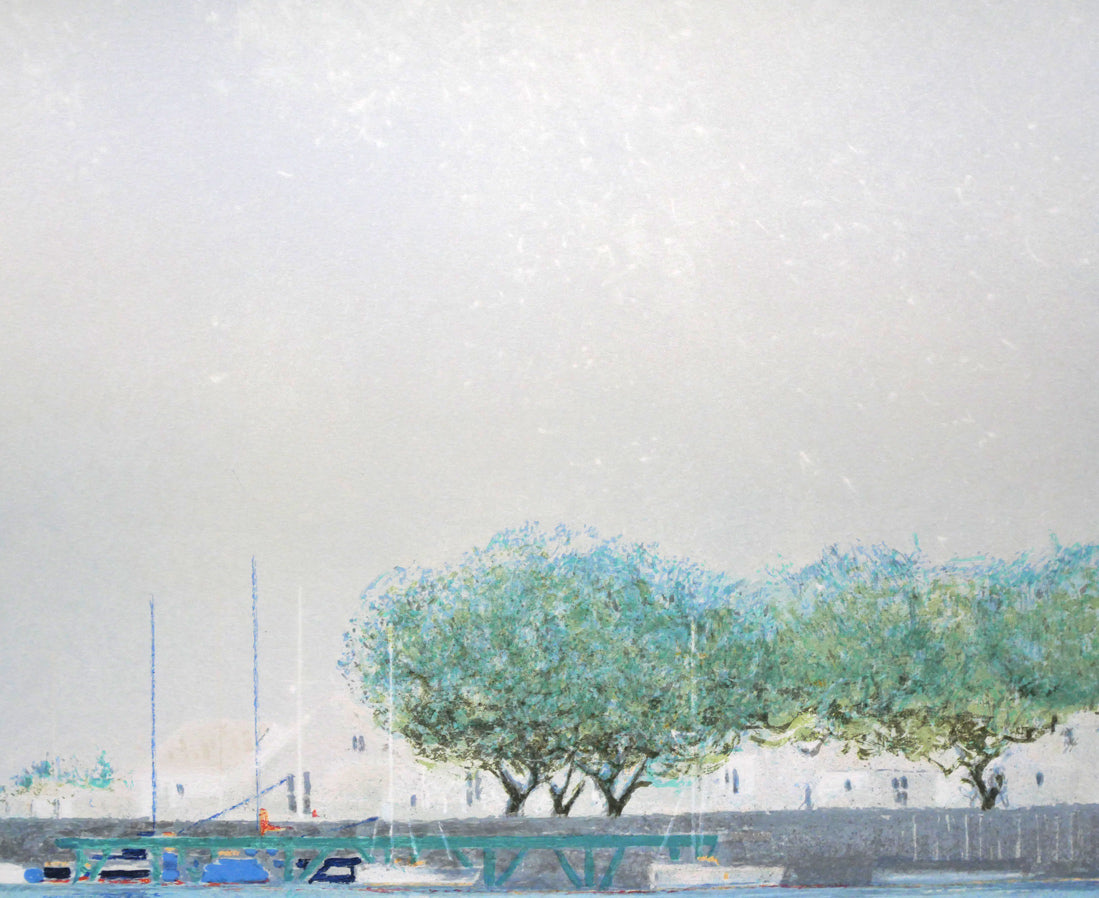 アンドレ ブーリエ(Andre BOURRIE)「港のきらめき」リトグラフ 拡大画像2