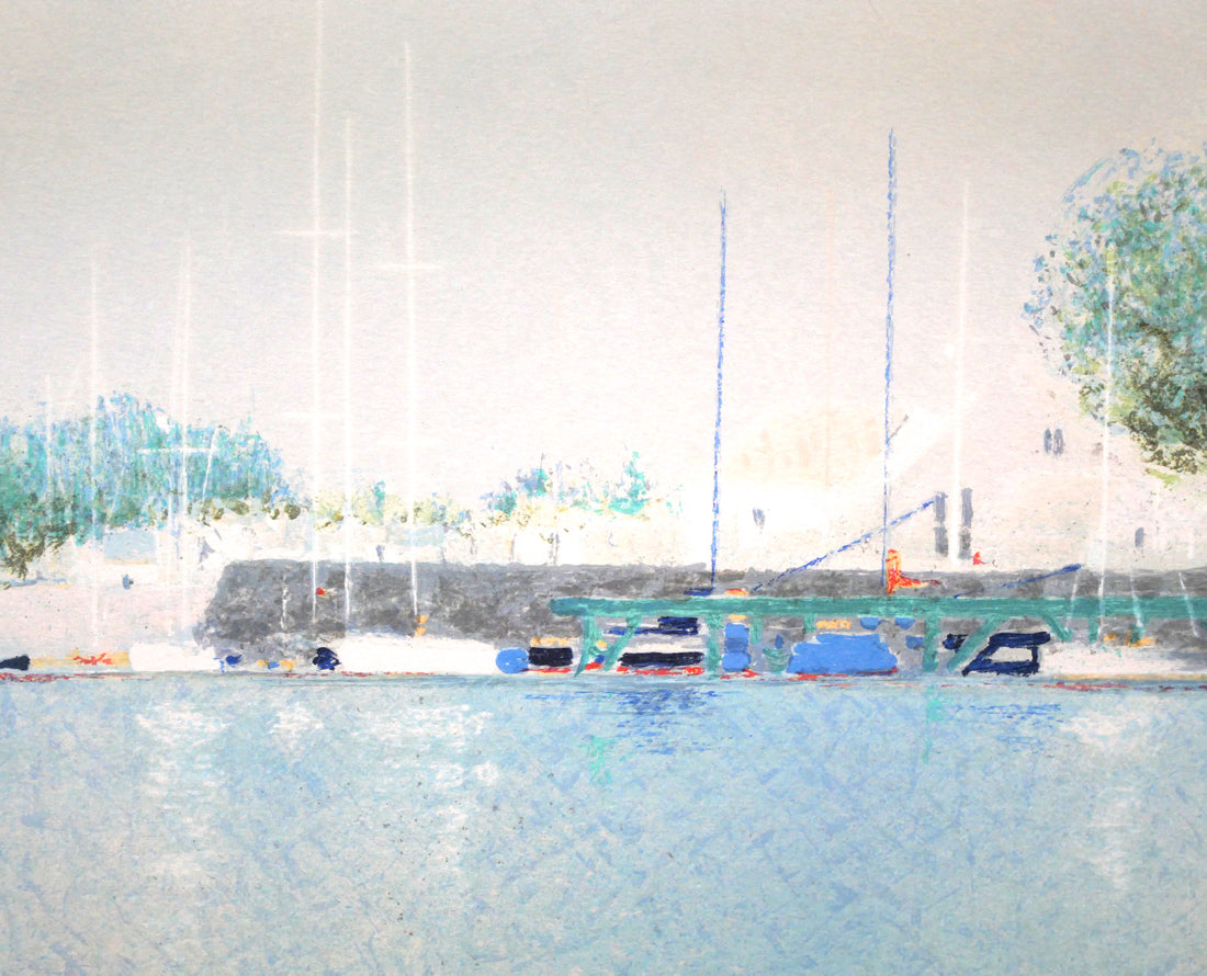 アンドレ ブーリエ(Andre BOURRIE)「港のきらめき」リトグラフ 拡大画像5