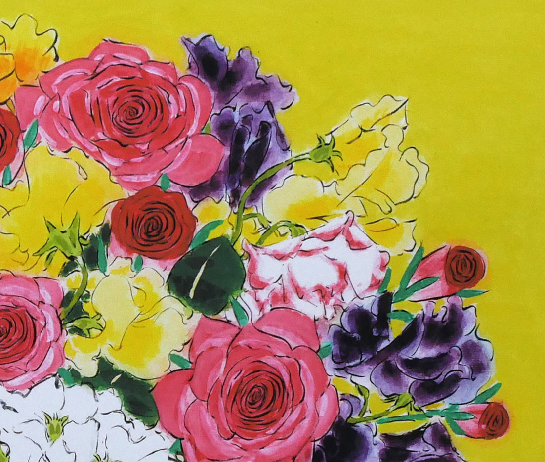 青木乃里子「スイートピーと薔薇」ジクレー版画 拡大画像3