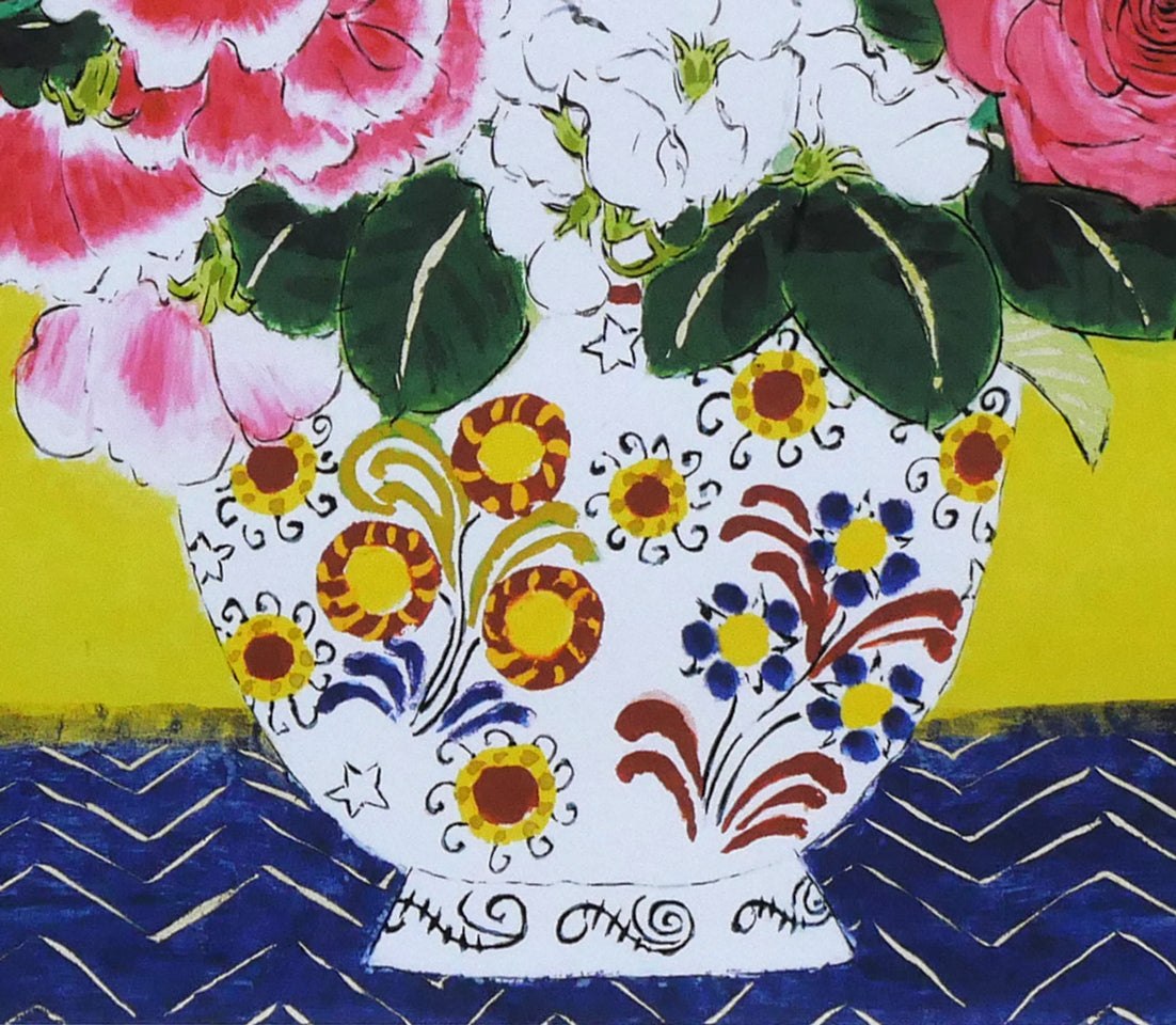 青木乃里子「スイートピーと薔薇」ジクレー版画 拡大画像5