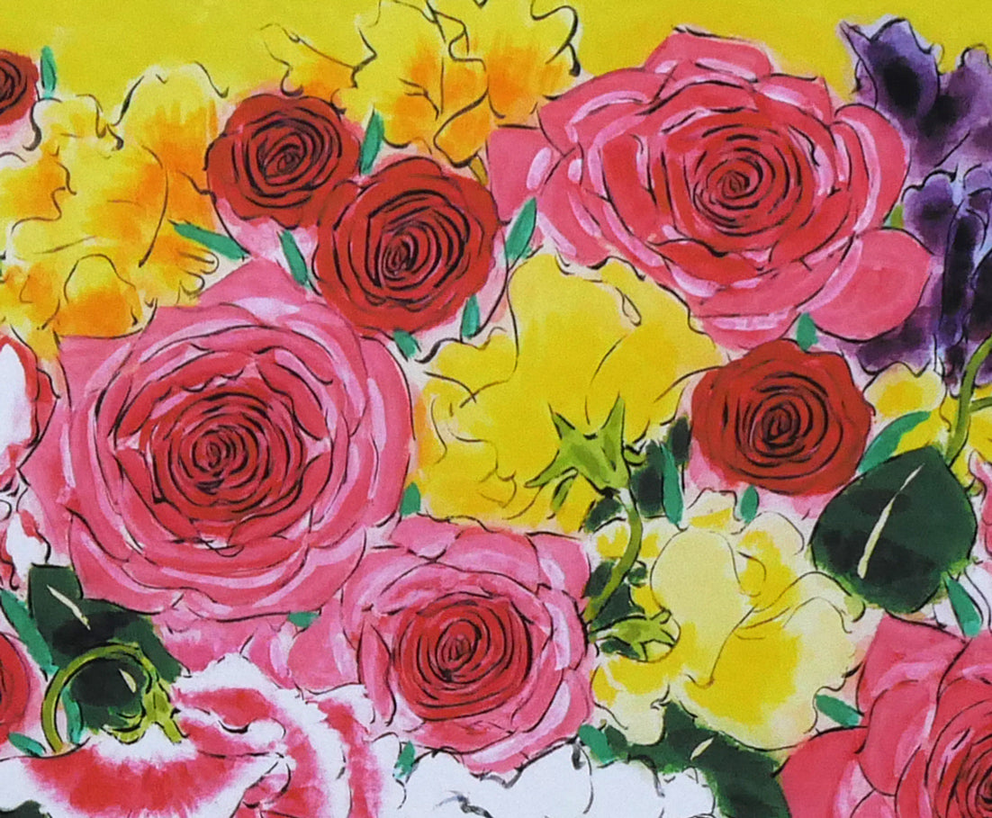 青木乃里子「スイートピーと薔薇」ジクレー版画 拡大画像2