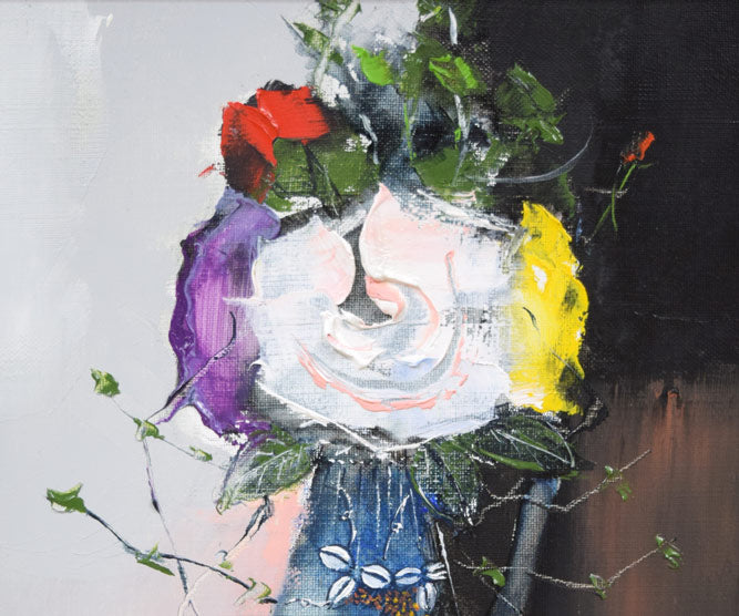 荒船利雄「ばら」油絵・SM 拡大画像1