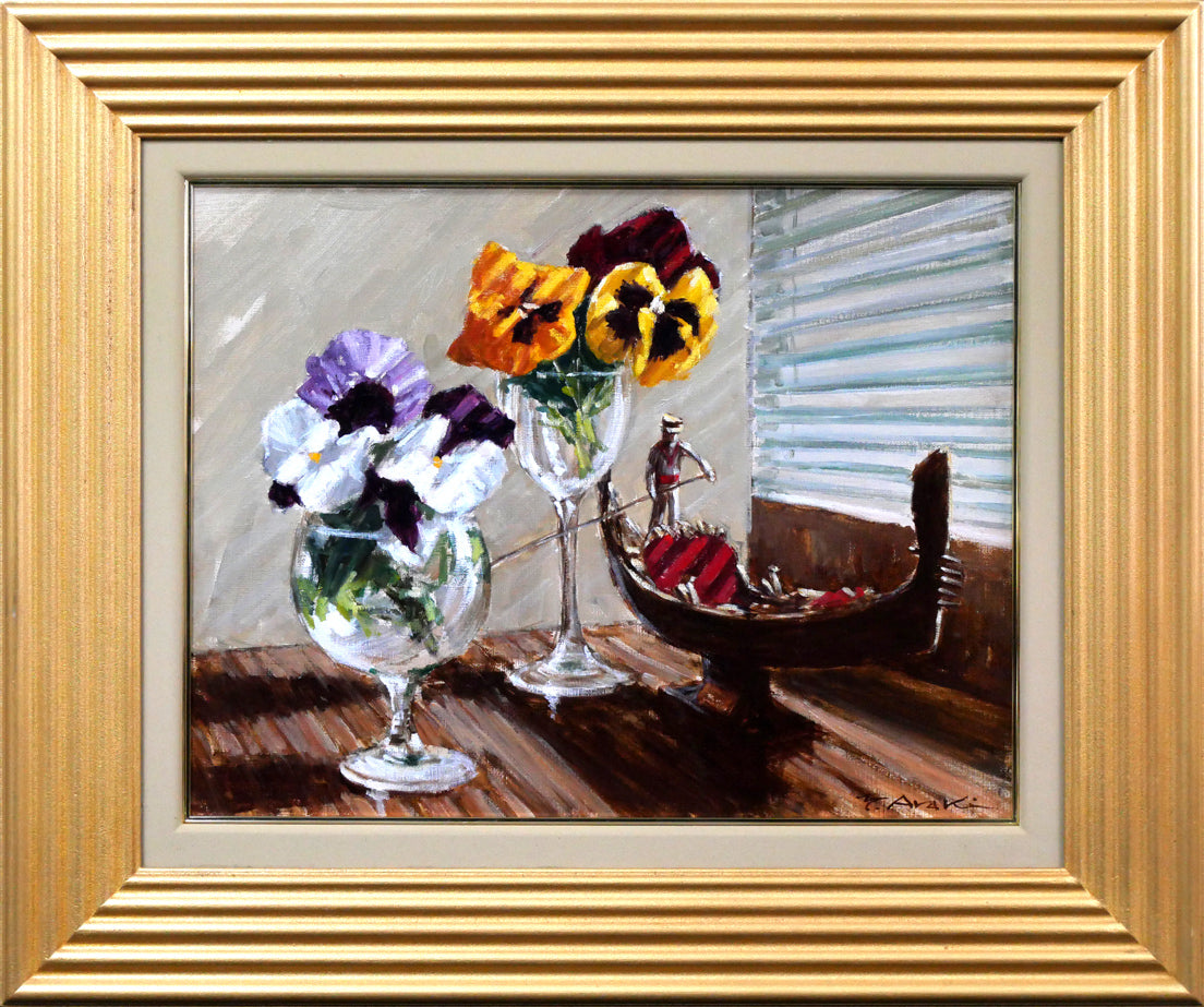 荒木義太郎「窓辺の静物」油絵・F6号