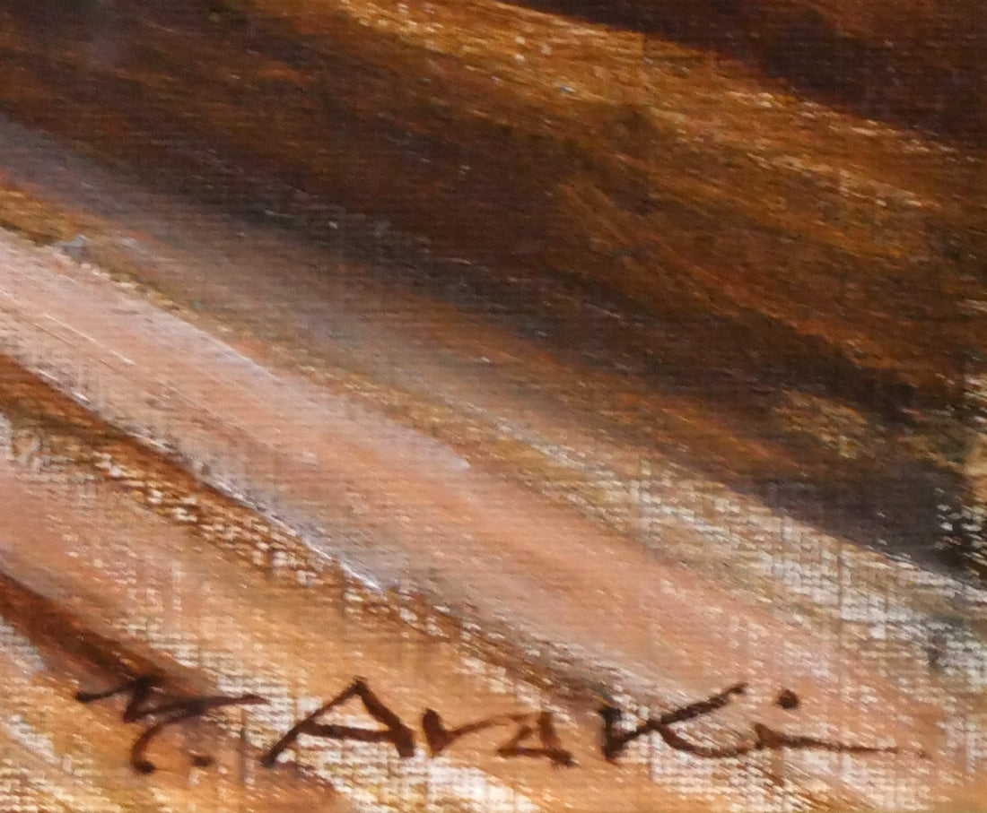 荒木義太郎「窓辺の静物」油絵・F6号 サイン拡大画像