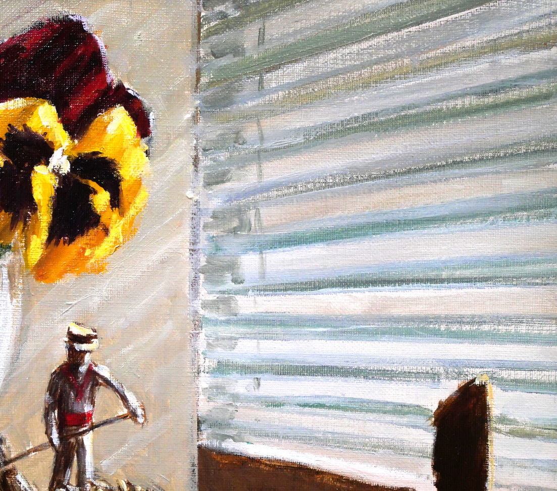 荒木義太郎「窓辺の静物」油絵・F6号 拡大画像2