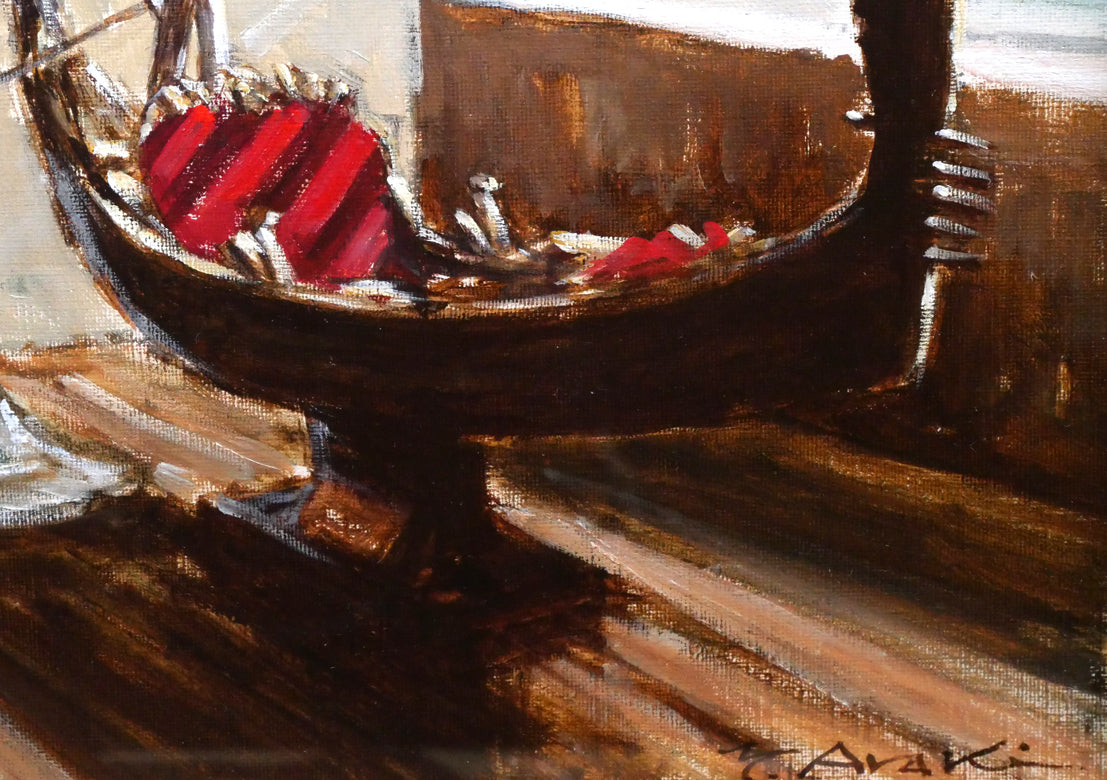 荒木義太郎「窓辺の静物」油絵・F6号 拡大画像4