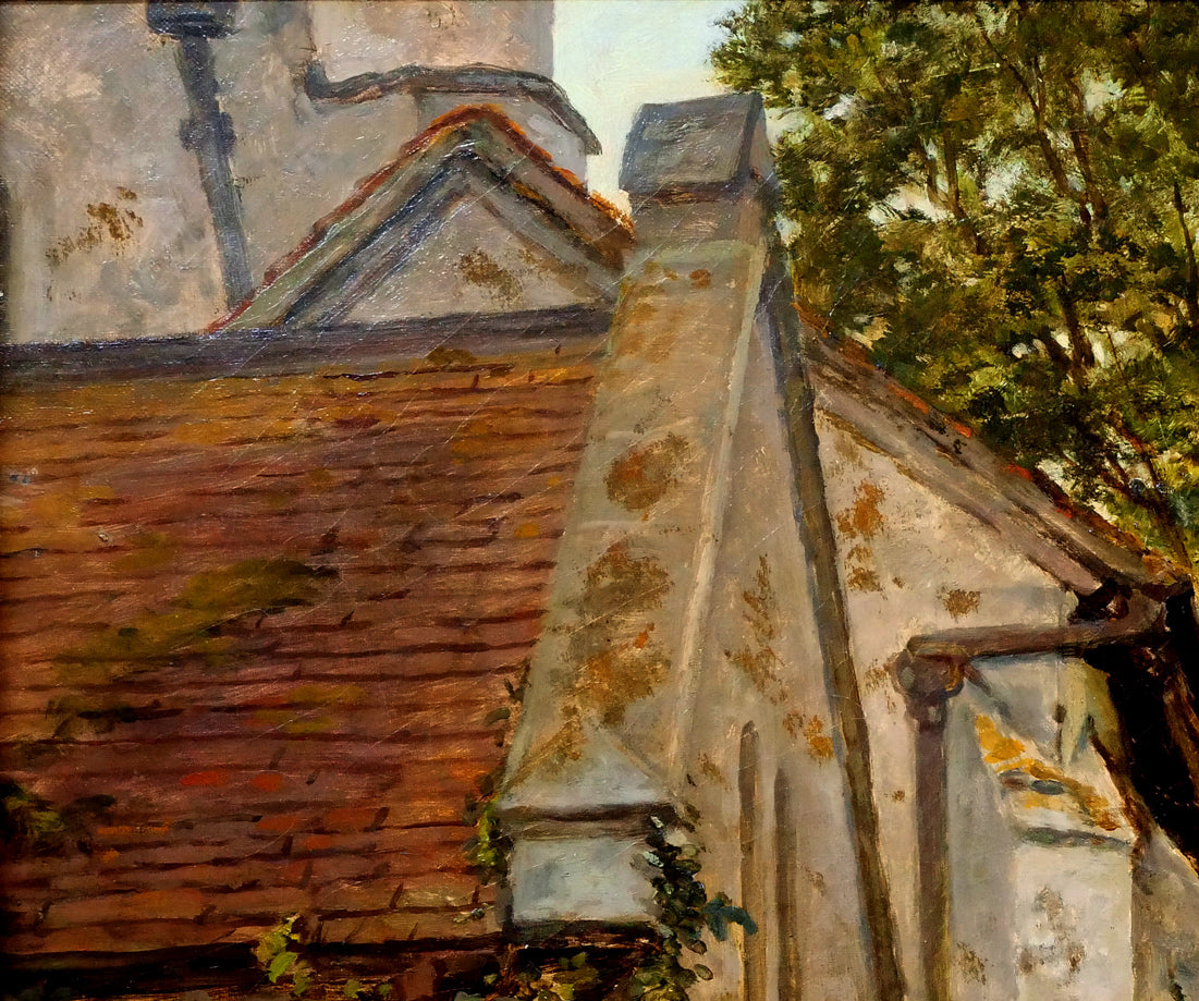 アルフレッド ディクソン(Alfred Dixon)「教会のそばの少女」油絵・変形20号 拡大画像1