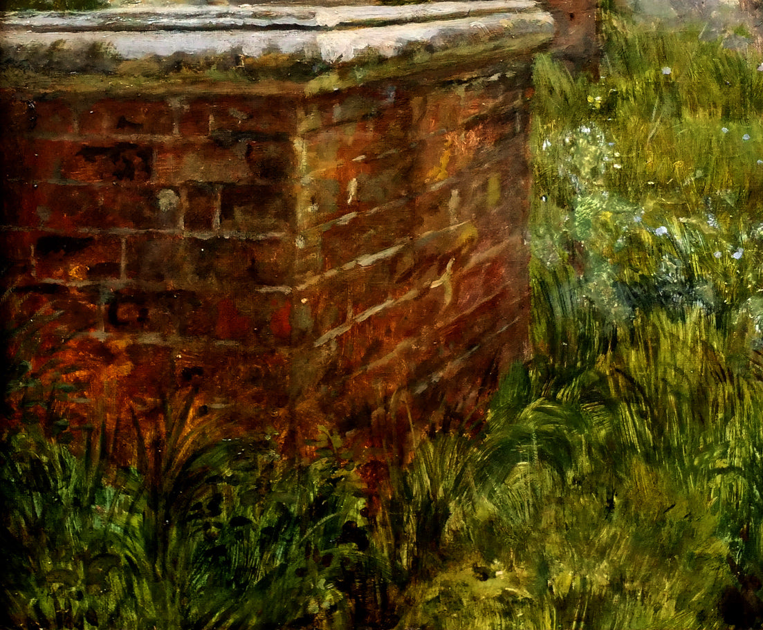 アルフレッド ディクソン(Alfred Dixon)「教会のそばの少女」油絵・変形20号 拡大画像5