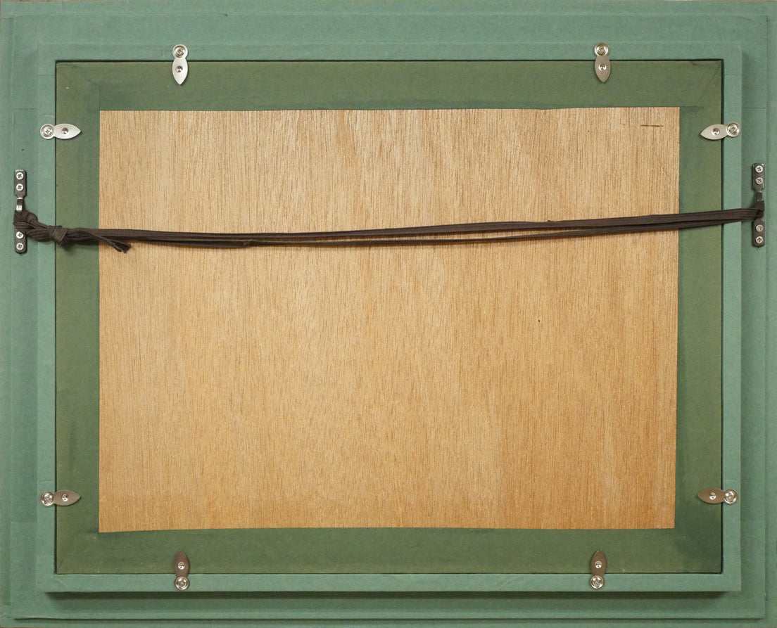 浅田薫「オンフルール港(フランス)」油絵・F4号 額縁裏側画像