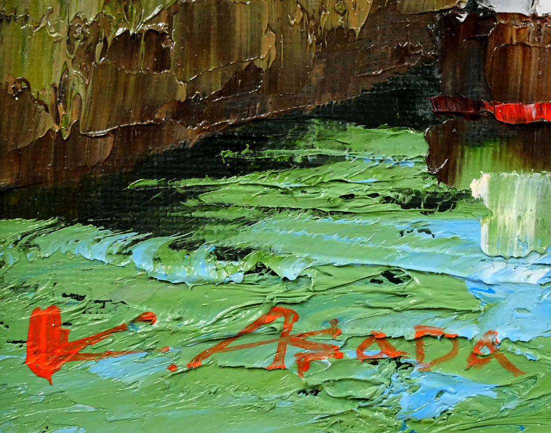 浅田薫「オンフルール港(フランス)」油絵・F4号 サイン拡大画像