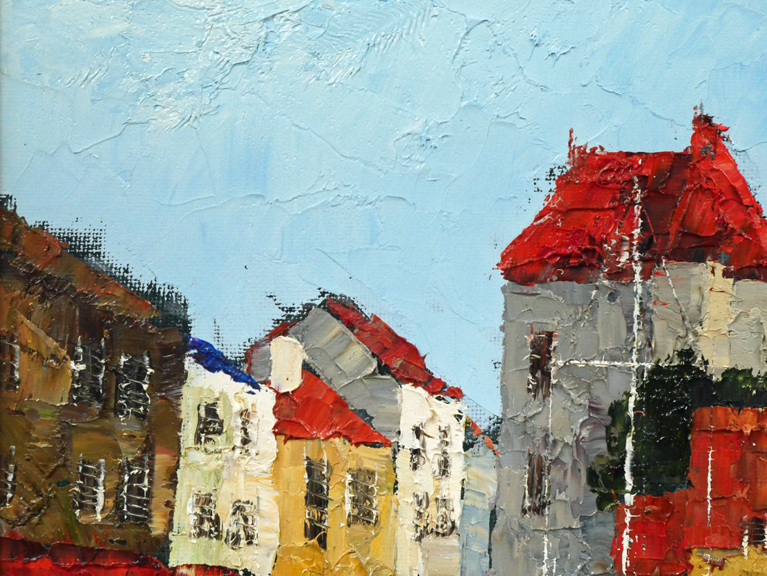 浅田薫「オンフルール港(フランス)」油絵・F4号 拡大画像1