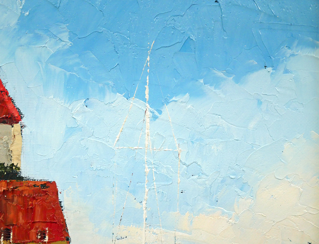 浅田薫「オンフルール港(フランス)」油絵・F4号 拡大画像2