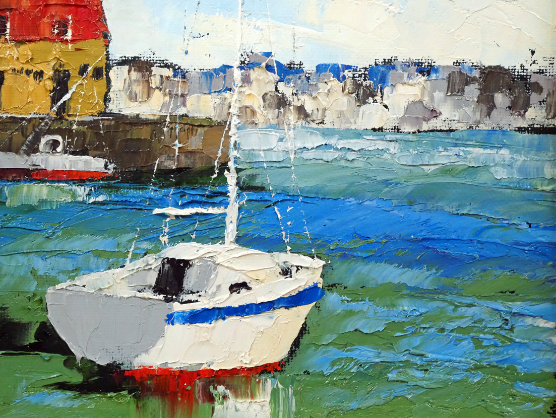 浅田薫「オンフルール港(フランス)」油絵・F4号 拡大画像4