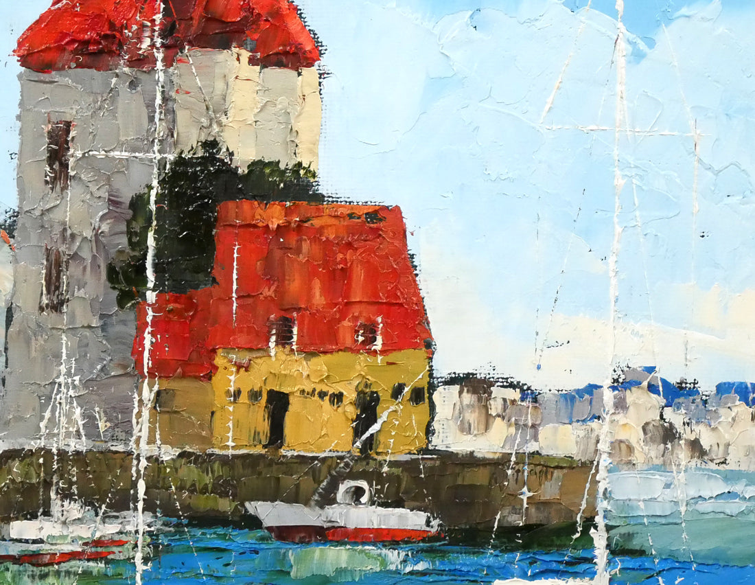 浅田薫「オンフルール港(フランス)」油絵・F4号 拡大画像5