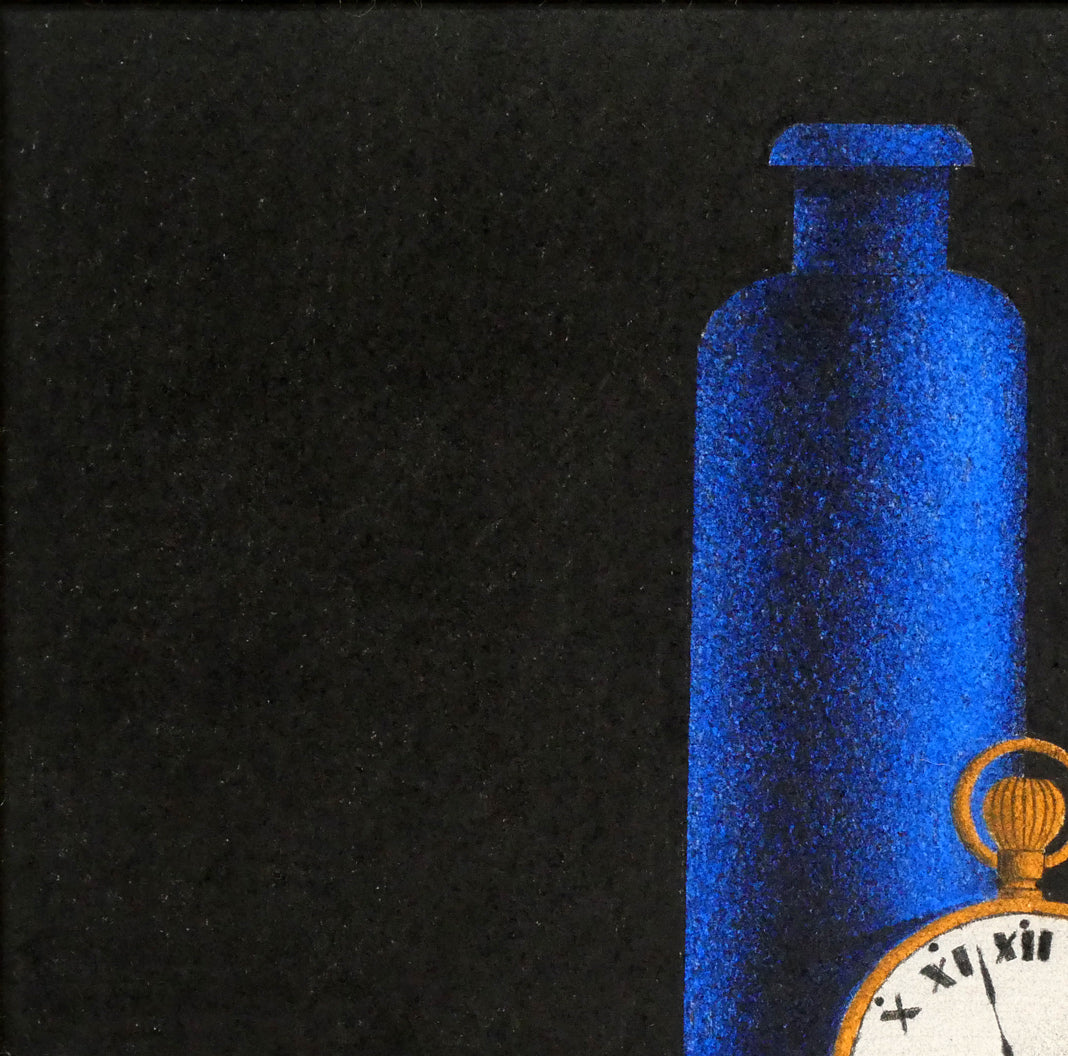 マリオ アヴァチ(Mario AVATI)「時計のある静物」肉筆パステル画・S5号 拡大画像1