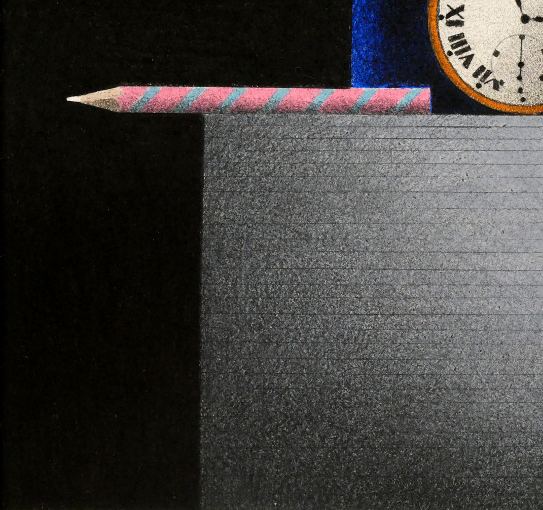 マリオ アヴァチ(Mario AVATI)「時計のある静物」肉筆パステル画・S5号 拡大画像3