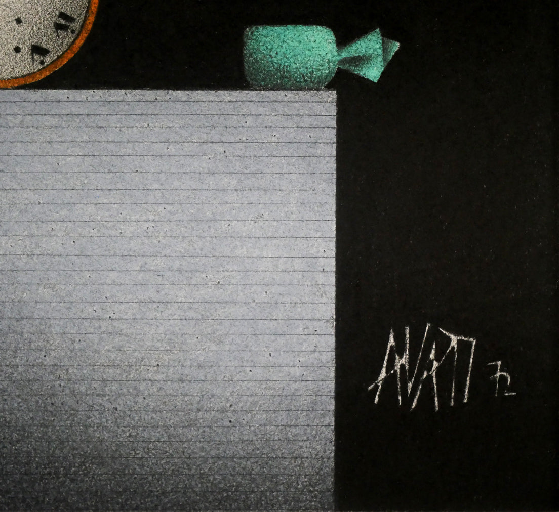 マリオ アヴァチ(Mario AVATI)「時計のある静物」肉筆パステル画・S5号 拡大画像4