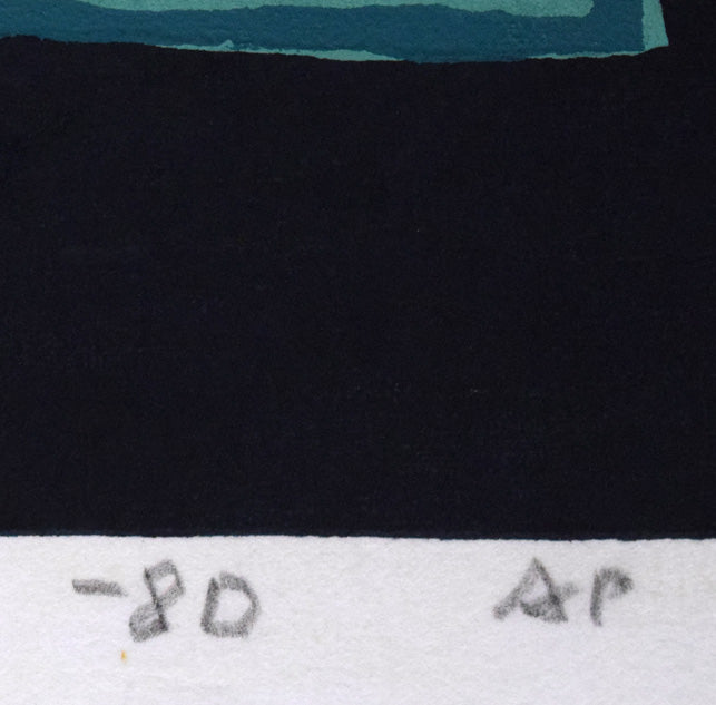 畦地梅太郎「枯木のいさかい」木版画 年記(1980年作)、限定番号(ed,AP=作家保存版)